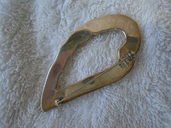 Vintage Solid Silver Large Fluted Taxco Brooch Ma… - image 4