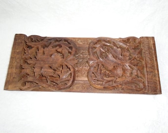 Vintage Floral Carved Wood Expandable Book Holder Made in India, MCM Expanding Book Holder, Office Decor, Wood Floral Book Holder, Wood