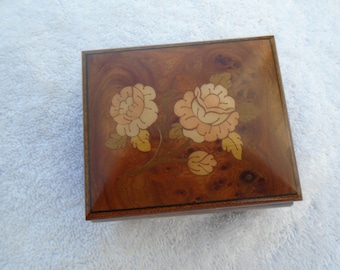 Vintage Inlaid Wood Jewelry Music Box Reuge Swiss Musical Movement, Inlaid Italian Box, Music Box, Reuge, Alice Sturzinger, Made in Italy