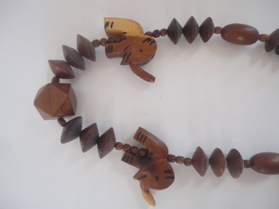 Vintage African Safari Wood Chunky Necklace, Larg… - image 5