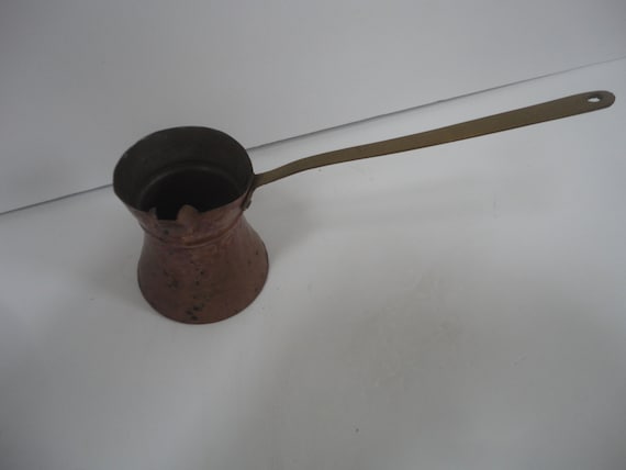 Vintage Long Handles Hammered Copper Butter Melter, French Kitchen