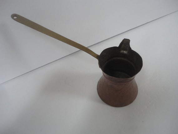 Vintage Long Handles Hammered Copper Butter Melter, French Kitchen