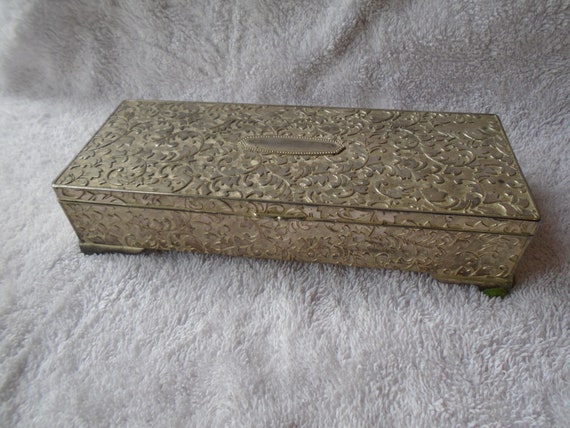 Vintage Godinger Silver Plated Velvet Interior Jewelry Box, Ornate Silver Plated Jewelry Box, Jewelry Box, Godinger, Silver Plated Velvet