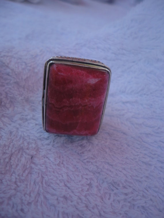 Vintage Chunky Pink Botswana Agate Sterling Silve… - image 9