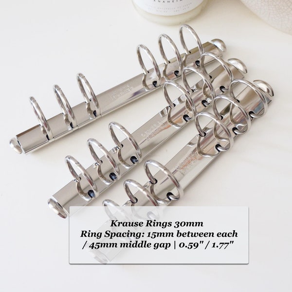 Silver Krause Ring Mechanism, 30mm 6-Ring Binder for Personal Planners