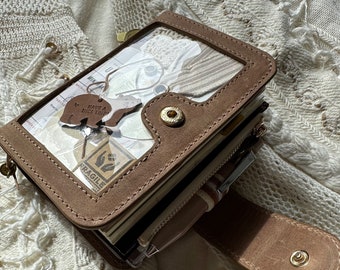 Funda de cuero para pasaporte personalizada, diario frontal transparente, ajuste perfecto, cuaderno de cuero con cremallera de grano completo, estuche para cuaderno, regalo para escritores
