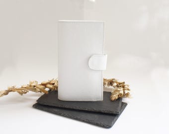 Funda personalizada de piel con estampado de avestruz blanco para agenda Hobonichi Weeks
