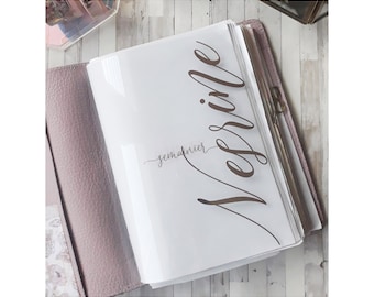CUSTOM NAME Planner Acetate / Clear Acetate Planner Dashboard /Planner Divider / Planner Dashboards For TN's and Midori Travelers Notebook