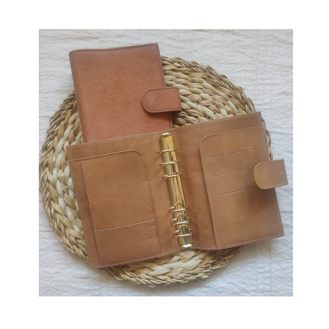 Leather Personal Ring Binder Refillable Ringbound Planner Etsy