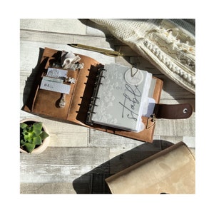 A6 Rings Binder/Planner ~ Real Leather Cover, true USA size A6 ringbound with krause rings
