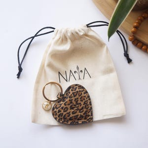 Personalisierte Leopard Herz Schlüsselanhänger, Echtes Wildleder Leder Monogramm Schlüsselanhänger, Taschenanhänger Initialen