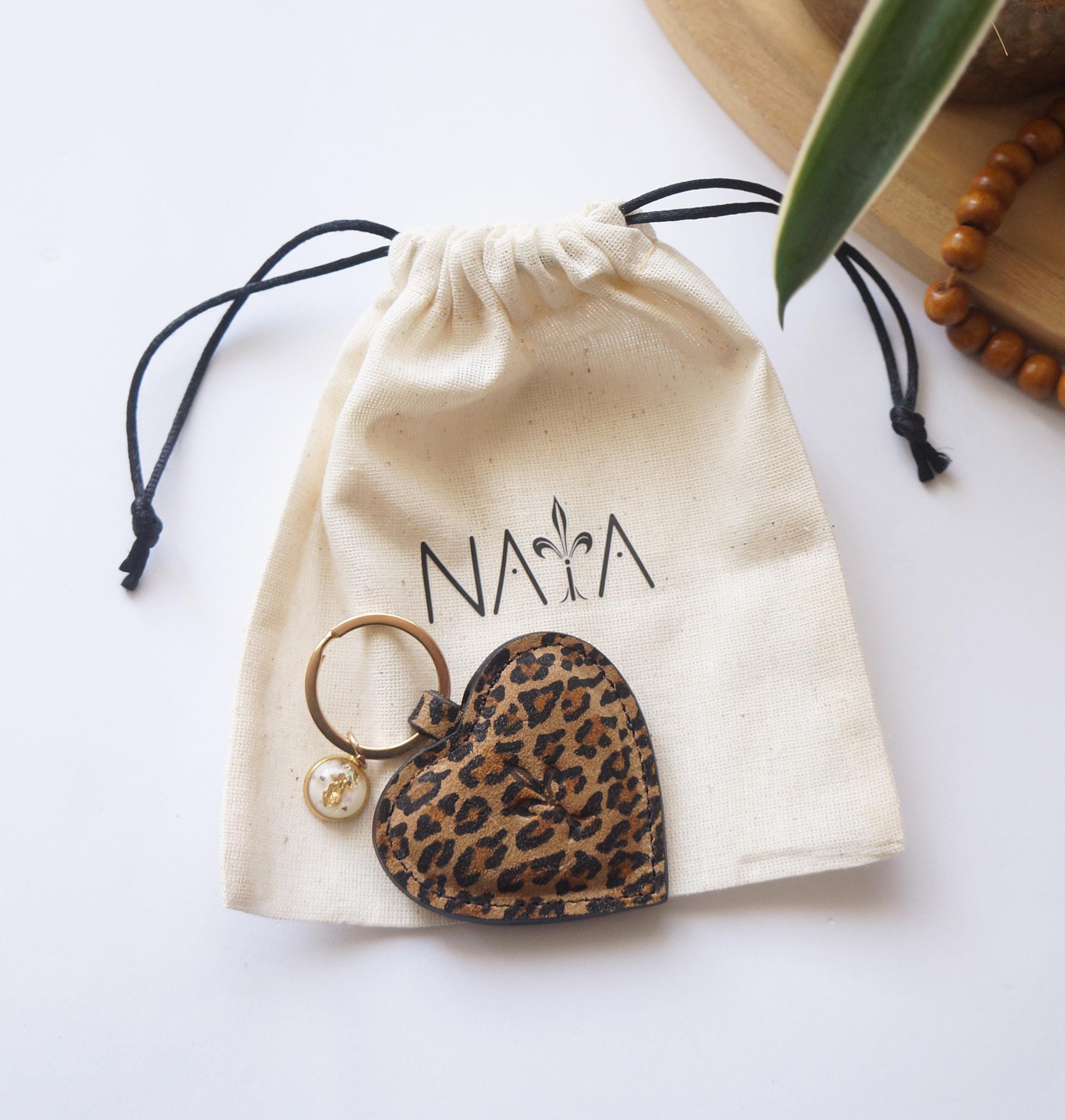 Portachiavi Leopard Con Ciondolo Borsetta - Accessori Moda Donna Con Stampa Leopardo E Strass, 5x5 Cm