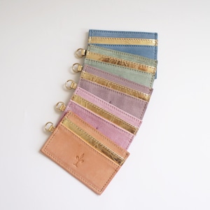 Personalized colorful leather Card Holder, Custom Initials Slim Wallet, Credit Card, Personalized Small Card Leather Wallet, Gift for Her