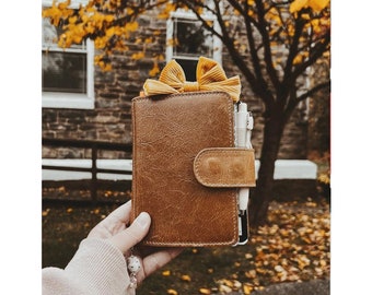 POCKET size leather travelers notebook -handmade leather planner cover chunky leather travelers notebook journal planner