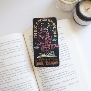 Segnalibro fantasy con lamina per amanti dei libri, carta cartoncino nera da 130 g, segnalibro fatto a mano da 13x6 cm, regali unici per lettori, accessori per planner