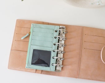 Personalized Leather Notebook Flyleaf, Zipper Pocket for Ring Binder