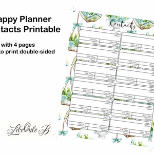 Happy Planner Contacts Inserts PRINTABLE - PDF - Classic 7 X 9.25 ...
