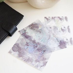 Personalized set of 4 Foiled celestial magic Vellum Dashboards, Choose Foil and Size, Perfect for Travelers Notebooks & Ringbound Planners
