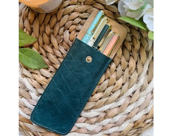 Leather Pencil Case perfect for 3 or 4 pen storage, easy to carry even in a small purse, choose your leather and personalisation