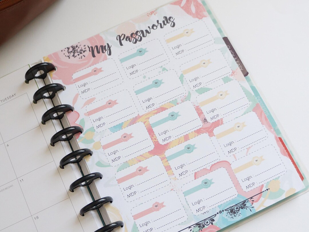 Happy Planner Password Tracker Insert (PDF Download) - Etsy