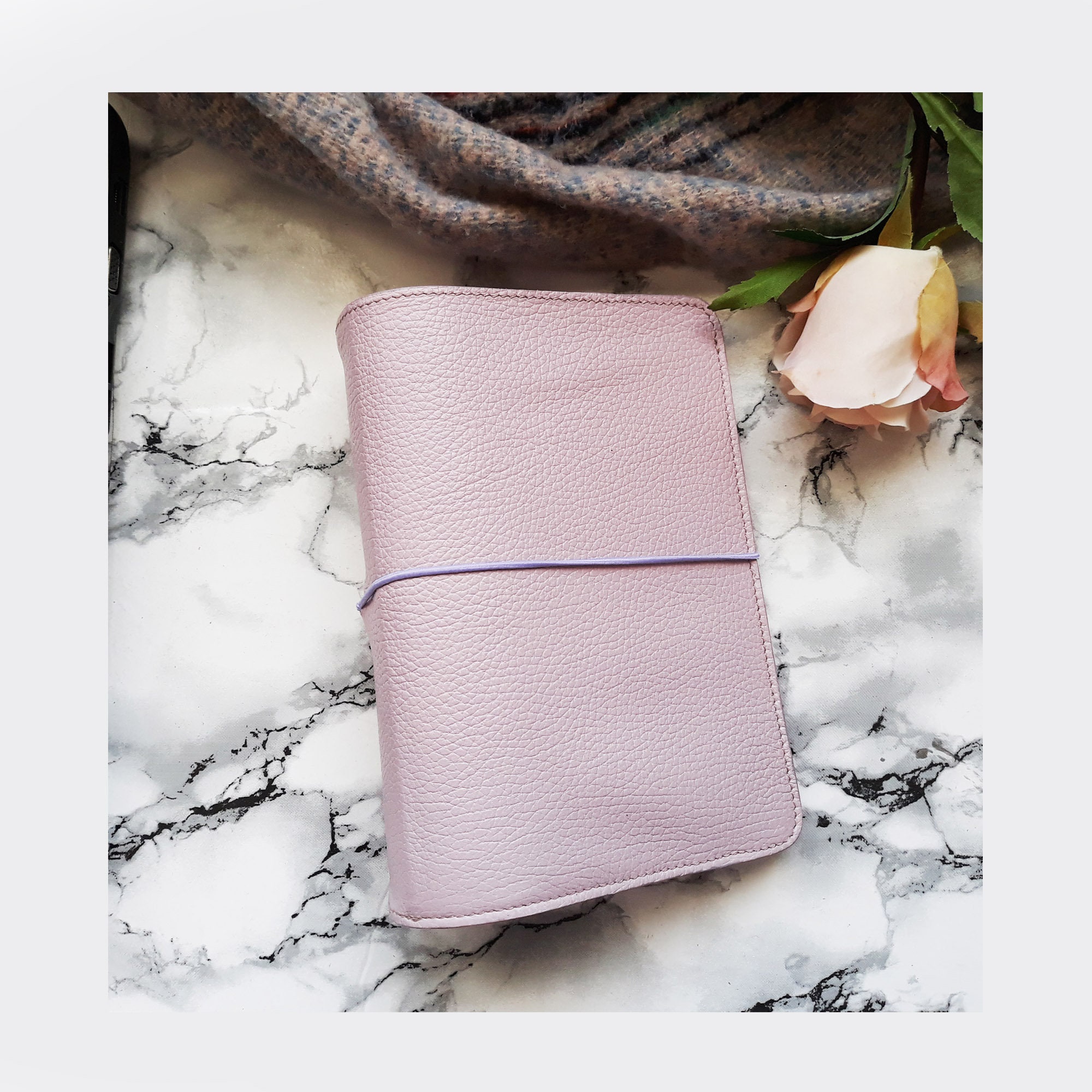 Lilac Personalized leather travelers notebook - handmade leather plan…