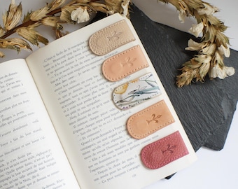 Personalized pink & floral Magnetic Leather Bookmark minimalist custom leather Bookmark Reader Gift for him and her Bookish Reading Present