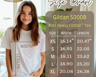 Gildan 5000B Größentabelle Kinder Schwere Baumwolle T-Shirt Jugend Größentabelle, Größentabelle, Größentabelle, T-Shirt-Messungen Kinder-Shirt Größentabelle Teenager-T-Shirt Größe Mock