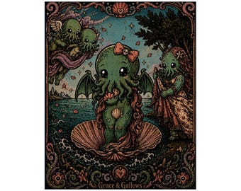 Cthulhu Venus Tote Bag | Halloween Lovecraft Illustration, Heavy Cotton Canvas