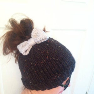 Buns & Bows Hat - PDF Pattern for Basic Messy Bun Hat with Optional Bow