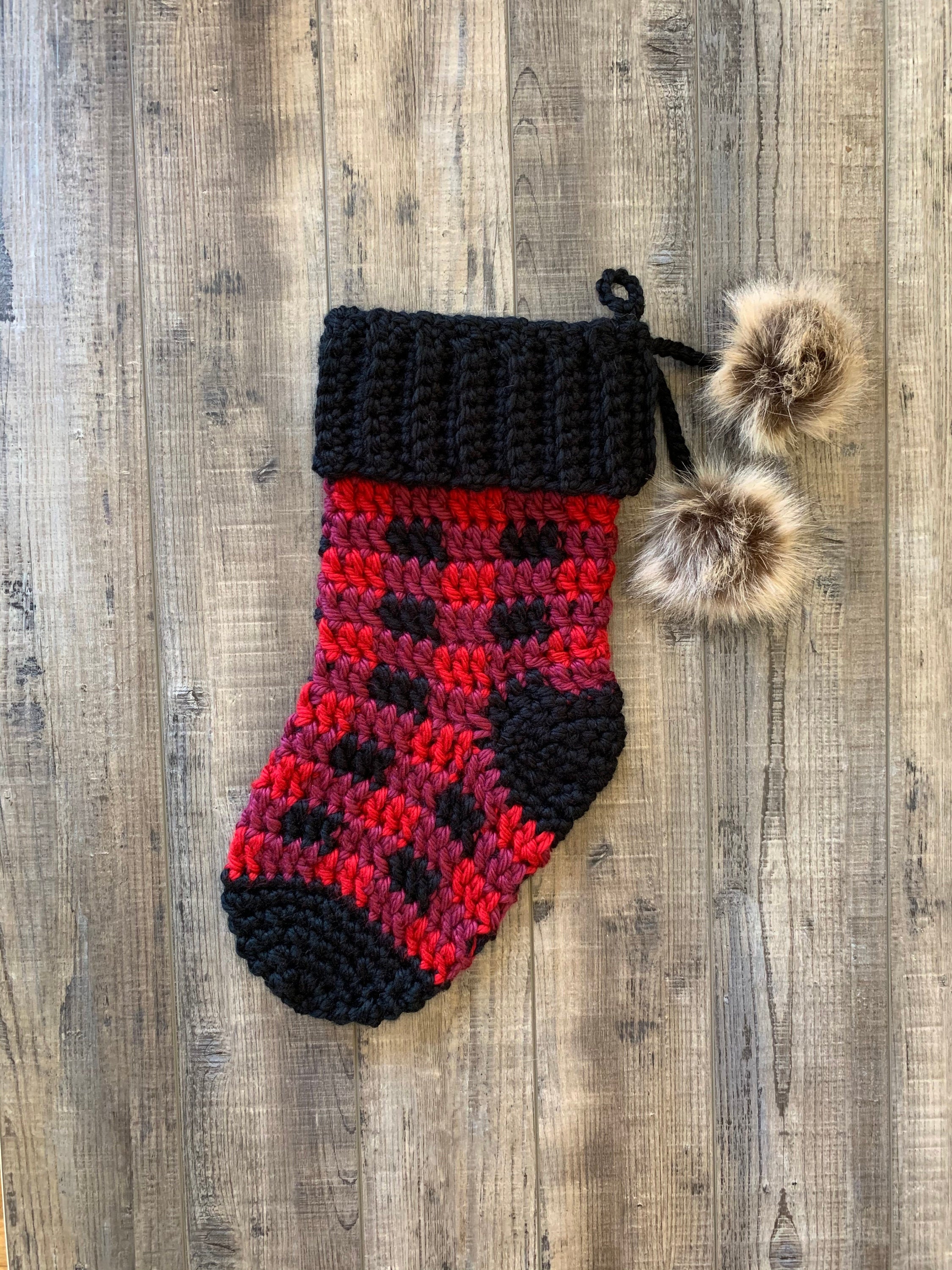 Crochet Buffalo Plaid Stocking - Crochet Pattern