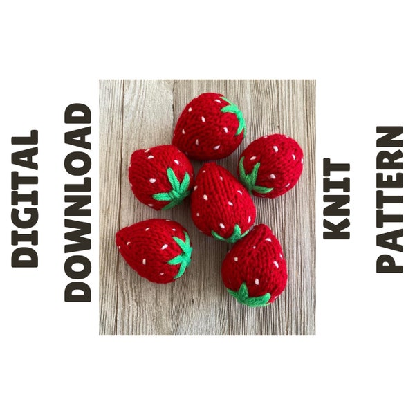 Strawberry Knitting Pattern, Knitting Pattern, Valentines Day Knitting Pattern, Knitted Fruit Pattern, Knitted Chocolate Covered Strawberry