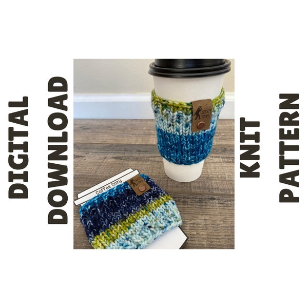 Knit Coffee Cozy, Knitting Pattern, Easy Knitting Pattern, Knit Coffee Sleeve, Knit Pattern, Simple Knitting Pattern, Hot Coffee Cozy,  Knit