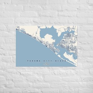 Panama City Beach kartaposter | Väggkonst karta över Floridas kustvägar | Strandtryck