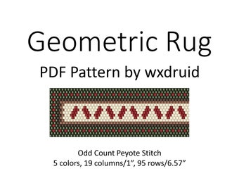 Geometric Rug : Odd Count Peyote Stitch Pattern, PDF Download, Single Drop Peyote Bracelet, Flat Odd Count Peyote Bracelet Design