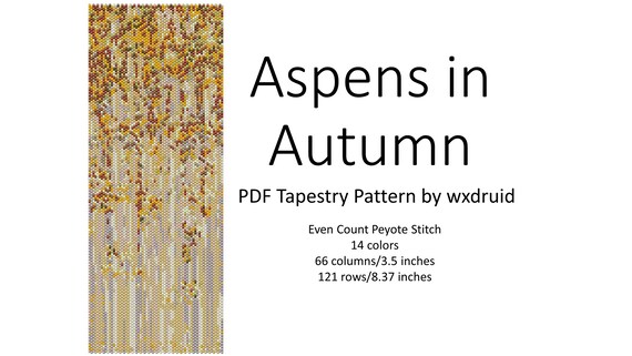Aspens in Autumn : Even Count Peyote Stitch Pattern, PDF Download, Single Drop Peyote Tapestry, Flat Even Count Peyote Design