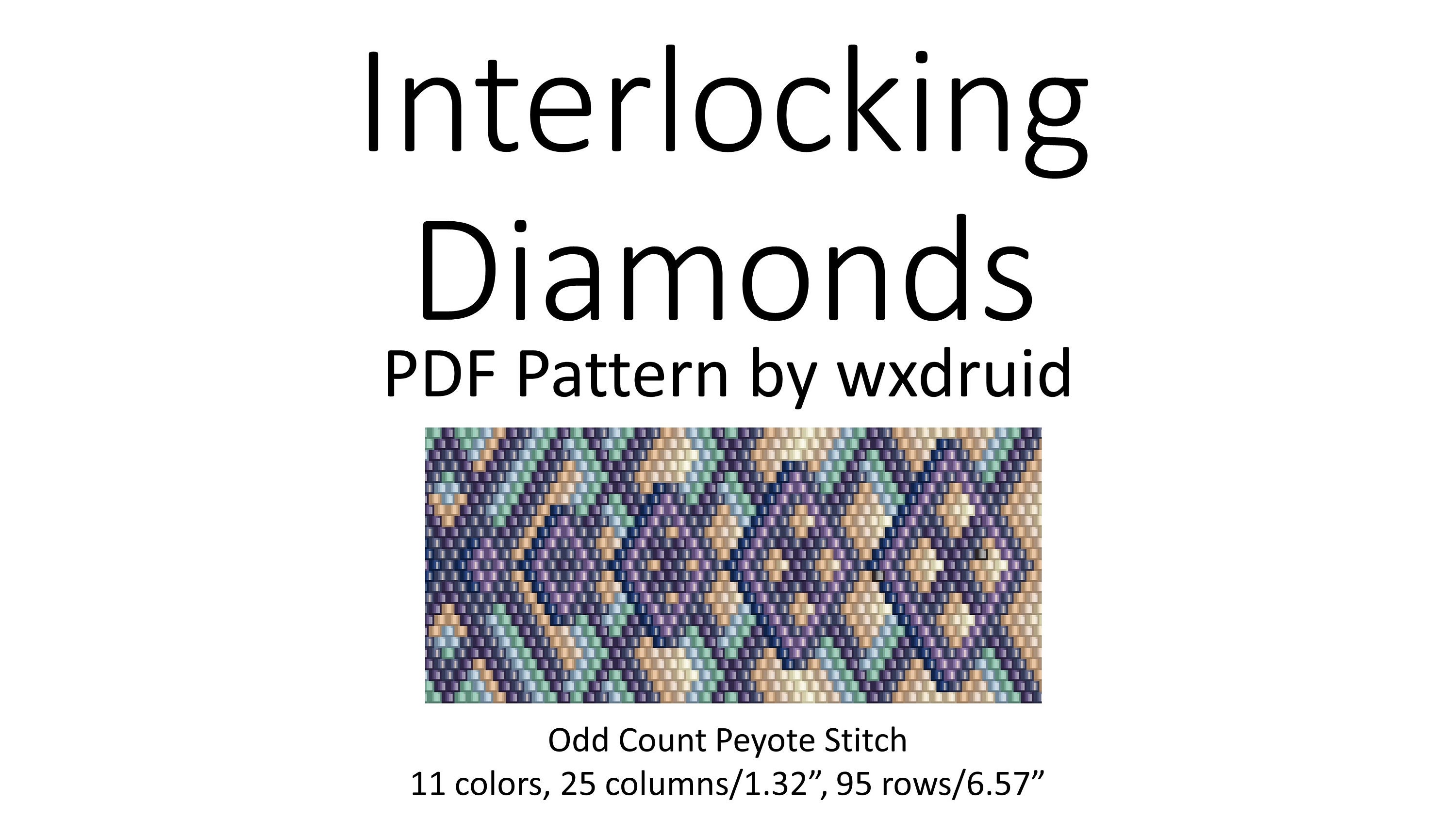 Interlocking Diamonds Pattern Interlocking Diamonds : Odd Count Peyote Stitch Pattern, PDF Download ...