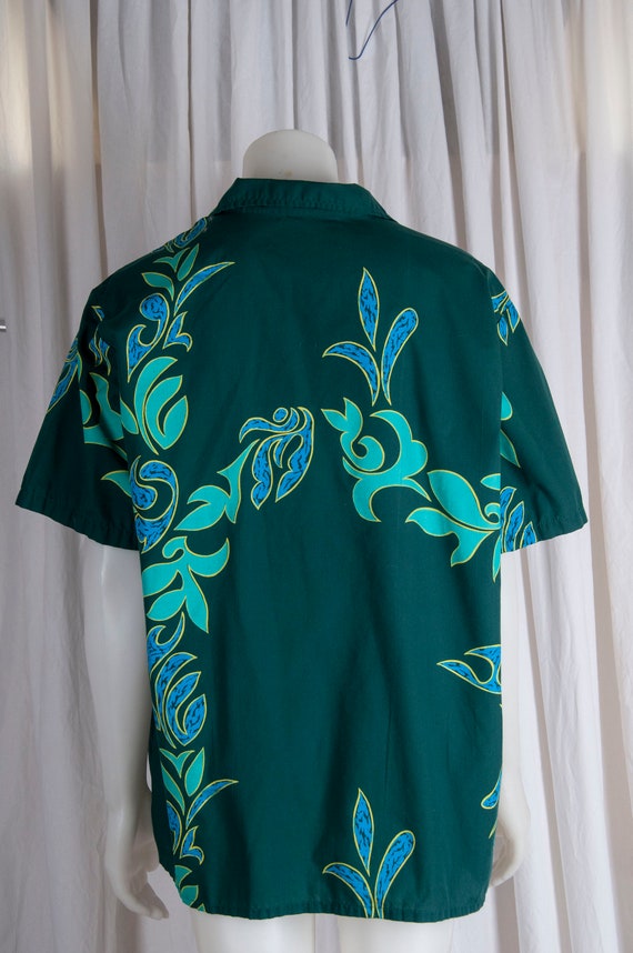 Arii Hawaiian shirt. Short sleeved, green, 1980s,… - image 2