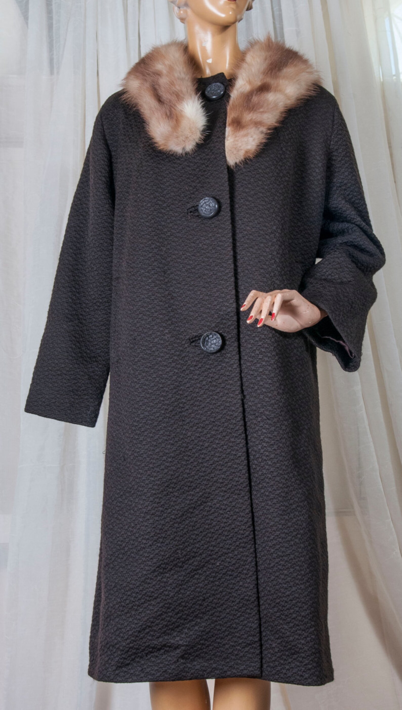 1960s Women's Cold Weather Coat. Dark Brown Wool Etsy