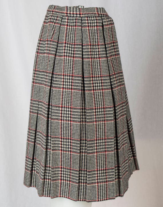 1970s Short Pleated Black Red White Plaid Skirt School Etsy