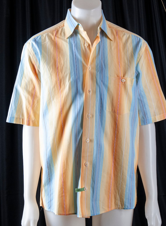 Casa Moda colorful, vertical striped, mens shirt. 
