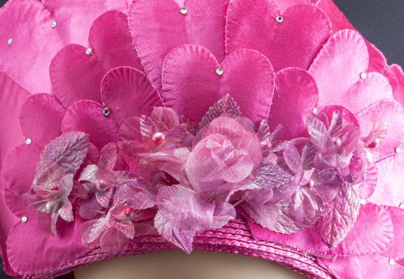 Haute Couture Pink leaf hat, ROC, 1970s - image 5