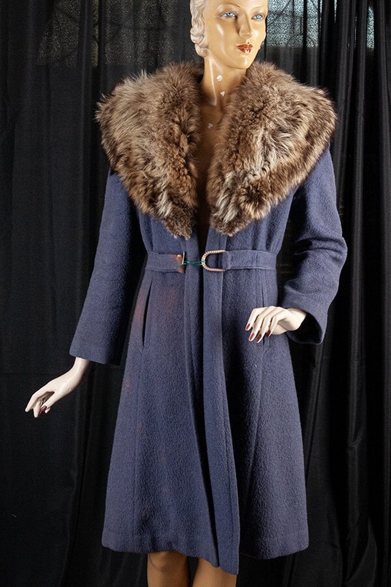 1950s lavender wool coat w fox collar