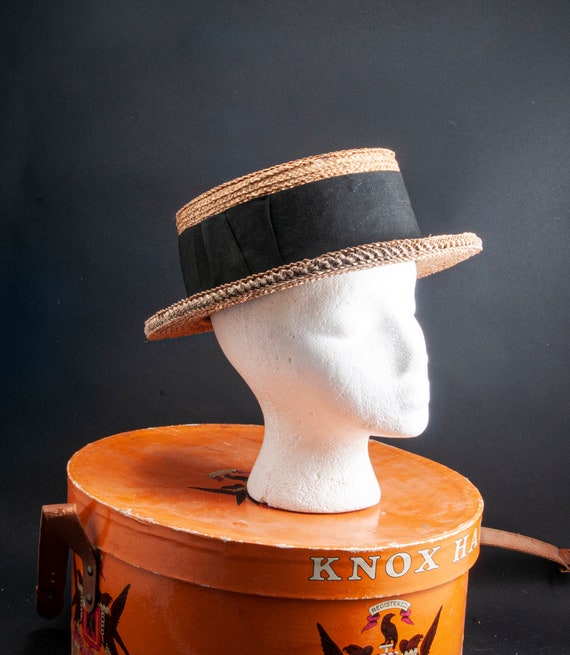 1920s women's, or teens boater hat. King Straw ant