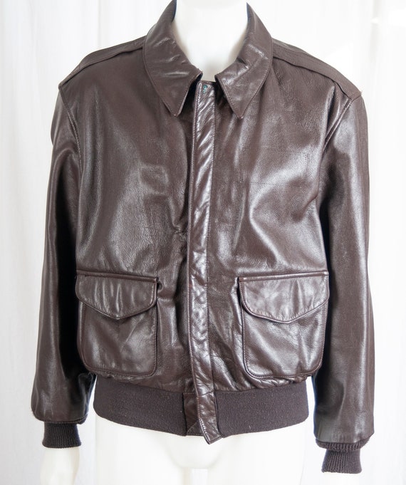 1980s Cooper Bomber jacket. Brown leather, A2, 44R