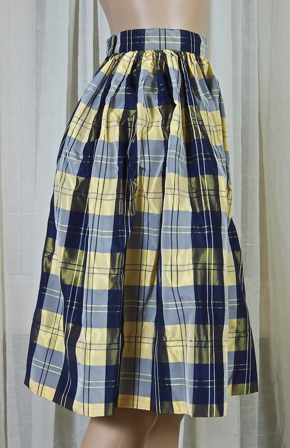 Blue and gold plaid skirt hotsell