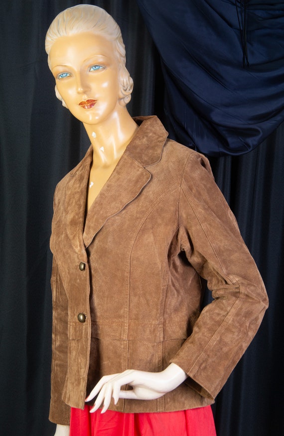 Cold Water Creek womens tan suede leather jacket.… - image 1