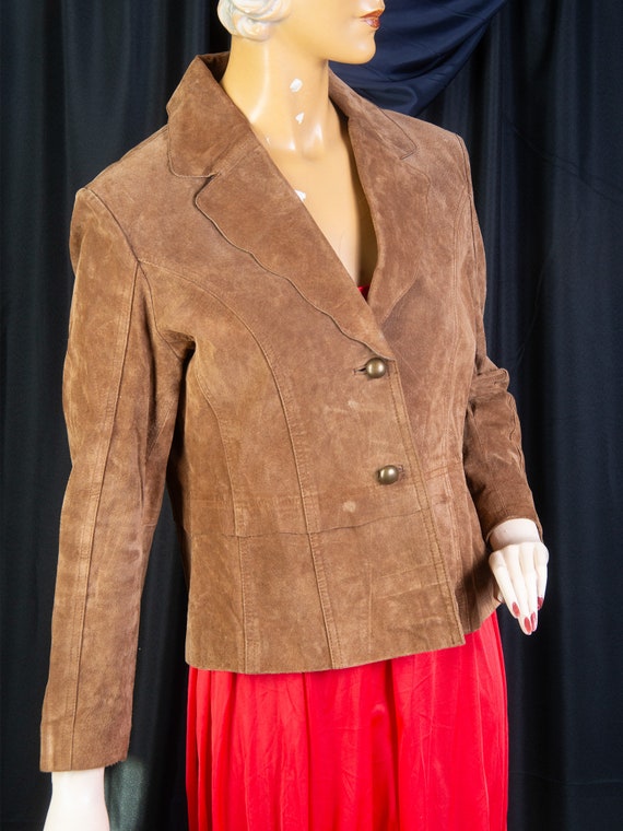 Cold Water Creek womens tan suede leather jacket.… - image 3