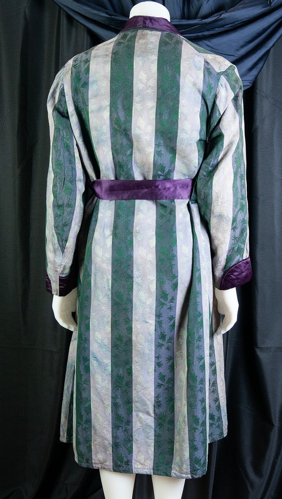 1930s mens dressing, bath robe, striped, silk, sa… - image 2