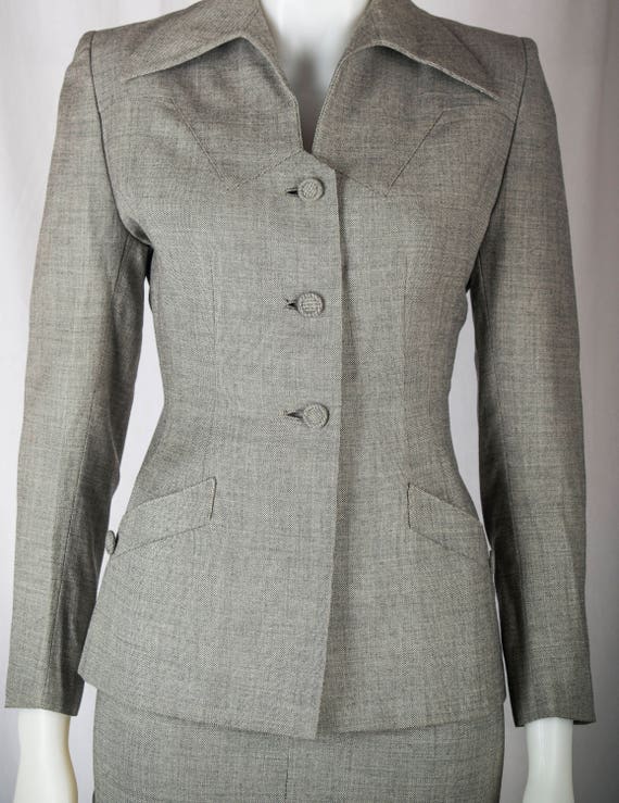 1940s LaoneJr. Mam'selle grey wool suit. Military | Etsy