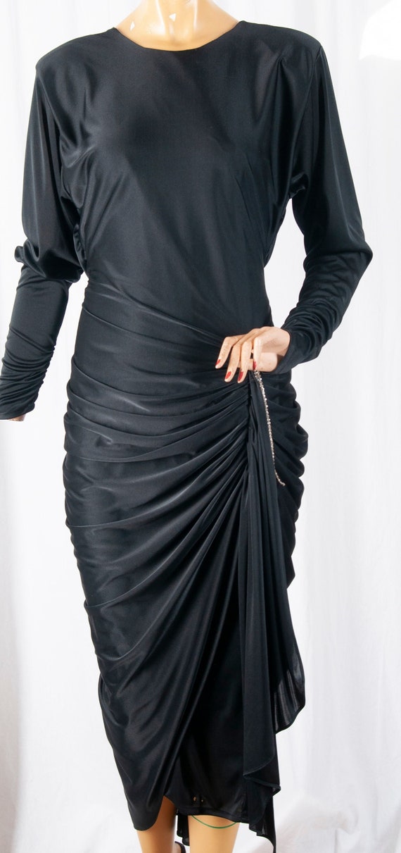 1980s,Hollywood Glamour, Black disco dress, rhines